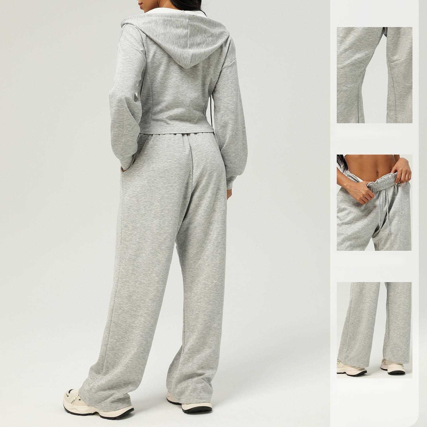 New Sportswear Autumn And Winter Two-Piece Casual Sweatpants Loose Hooded Jacket Outdoor Running Fitness Set