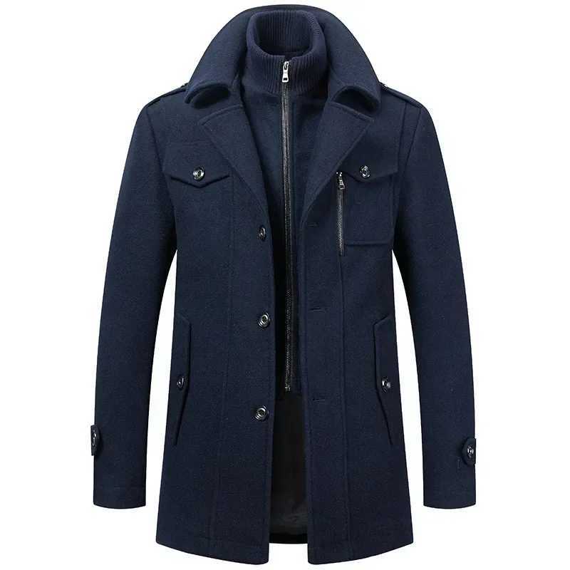 Men Cashmere Trench Winter Jackets Overcoats Wool Blends High Quality New Winter Coats Male Business Casual Trench CoatsXJ241212