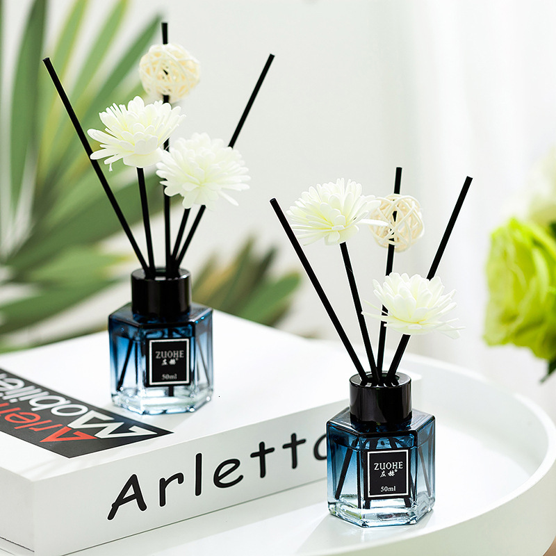 Fireless Aromatherapy Essential Oil Set Colorful Small Hexagonal Vertical Rattan Aromatherapy Air Refresher Car perfume Wholesale
