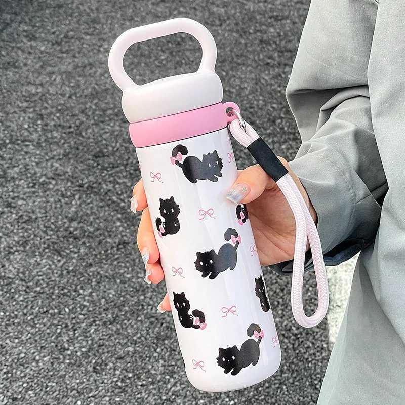 1 500ml high appearance goddess cup outdoor travel sports hot drink cup Sus316 lining with straw tea partition rope portable Y241211