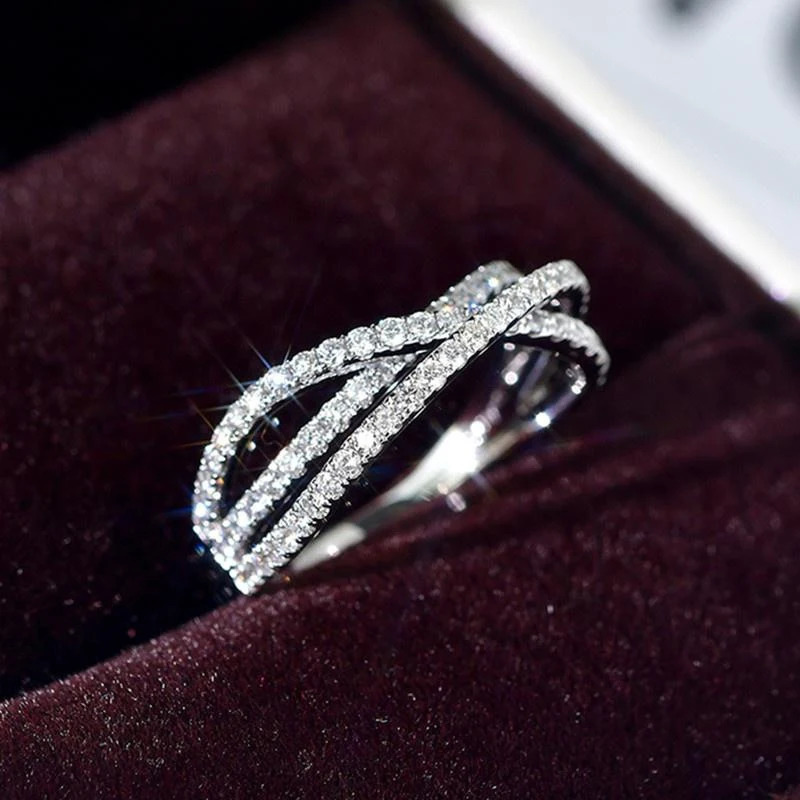 Huitan Chic Cross ring cubic zirconia silver womens accessory used for weddings engagement parties fashion jewelry 241210
