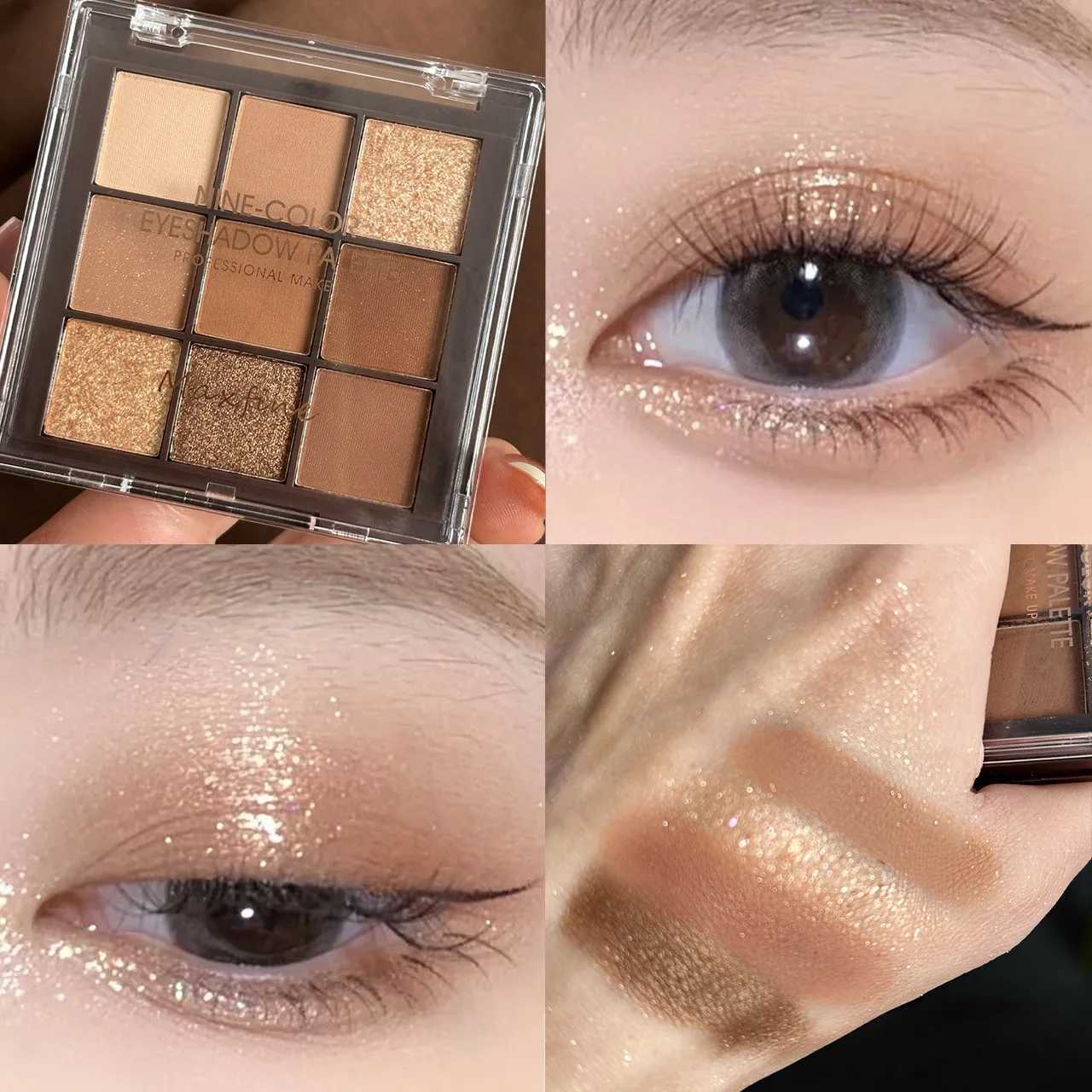 9 color eye shadow tray l shiny new milk tea nine grid eye shadow eye makeupW241212