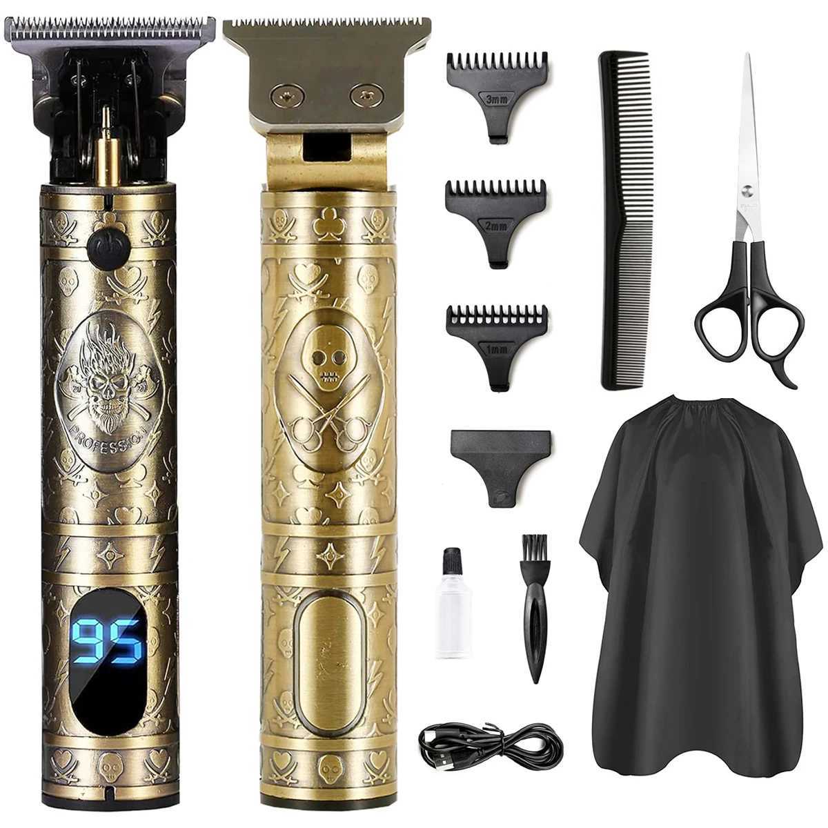 Professional mens hair clip with zero opening cordless hair trimmer professional mens hair clip and beauty kit rechargeable LED D W241212