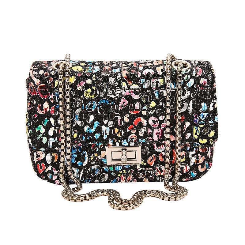 Korean version versatile chain underarm bag for women, niche graffiti style single shoulder crossbody unique small square bag, 2024 new style, chic an