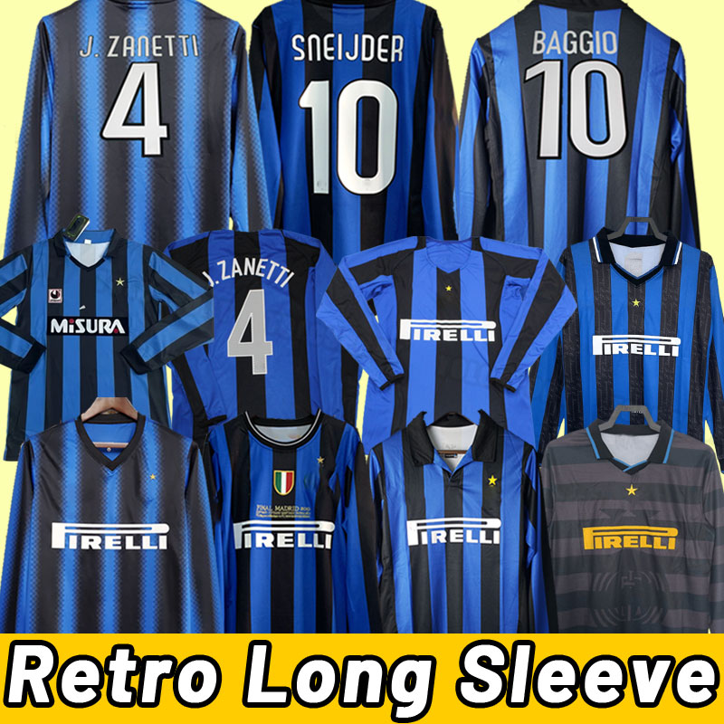 Long sleeve Retro soccer jerseys inter FIGO SNEIJDER MILITO MILANS IBRAHIMOUIC Vintage football shirt RONALDO 09 10 11 97 98 99 2009 2010 2011 1997 1998 1999 1988 1990