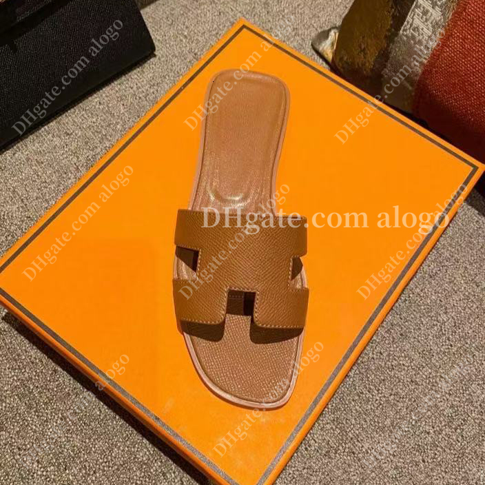 Designer Slides Sandals Women Slippers Genuine Leather Classic Summer Sandal Men Women Skin Slide Ladies flat shoes 35-42 07