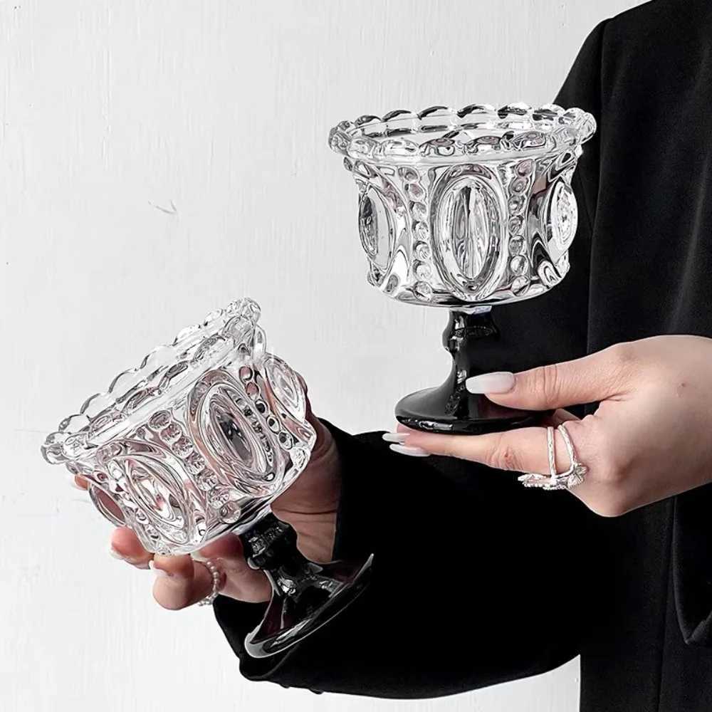 Irregar Shape Creative Retro Crystal Cup Exquisite Transparent Standing Cup Dessert Cup Y241211