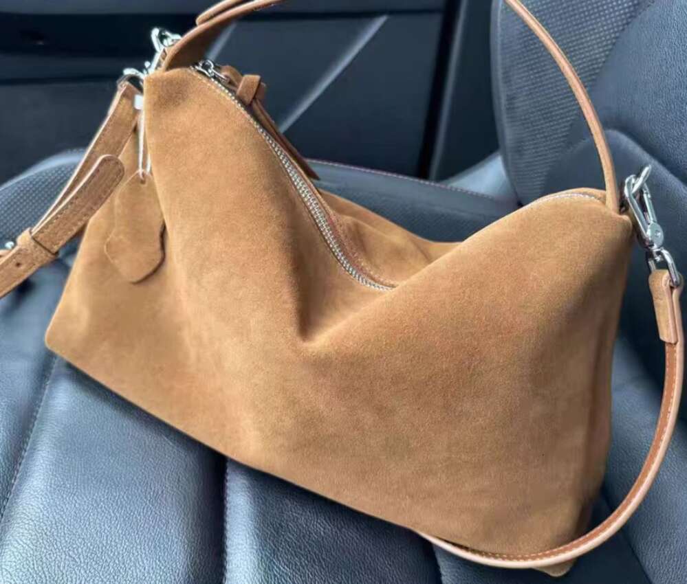 Simple Autumn Winter Colletion Grey Brown Roomy Big Boston Tote Soft Matte Suede Cow Leather Women's Handbag Shoulder Bag