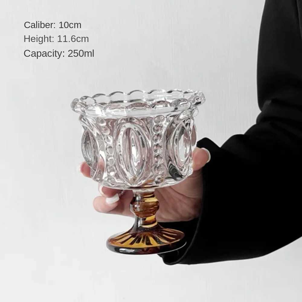 Irregar Shape Creative Retro Crystal Cup Exquisite Transparent Standing Cup Dessert Cup Y241211