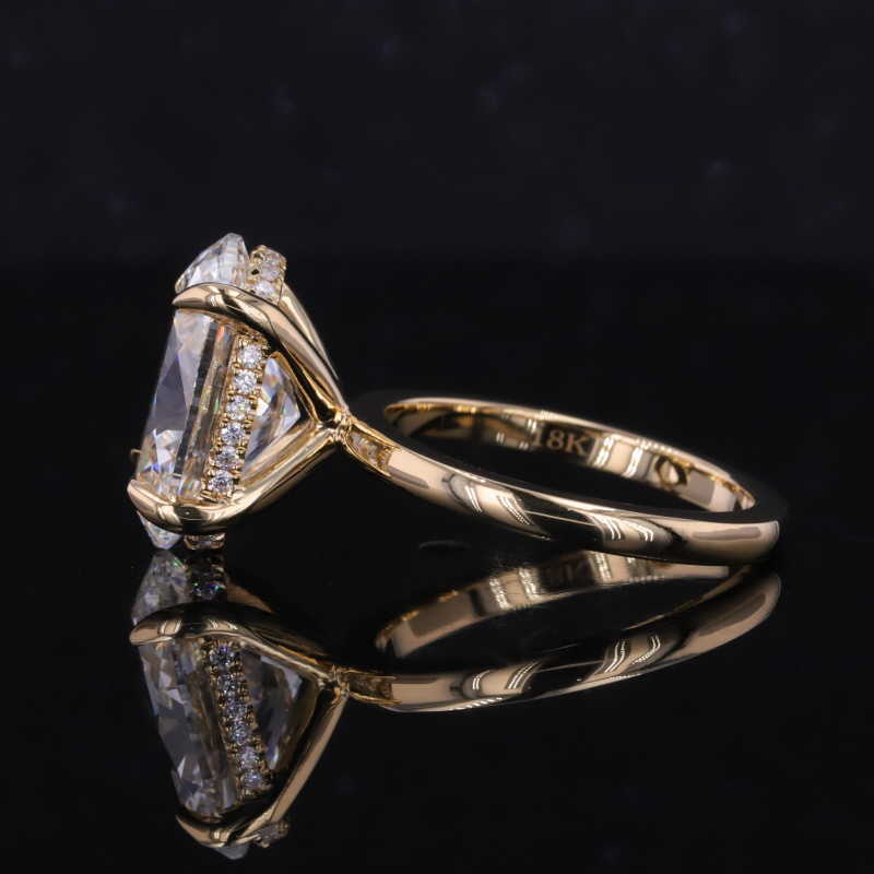 Starsgem 5 Carats Fancy Shape IGI Oval Lab Grown Diamond 18K Solid Gold Solitaire Engagement Ring With Hidden Halo