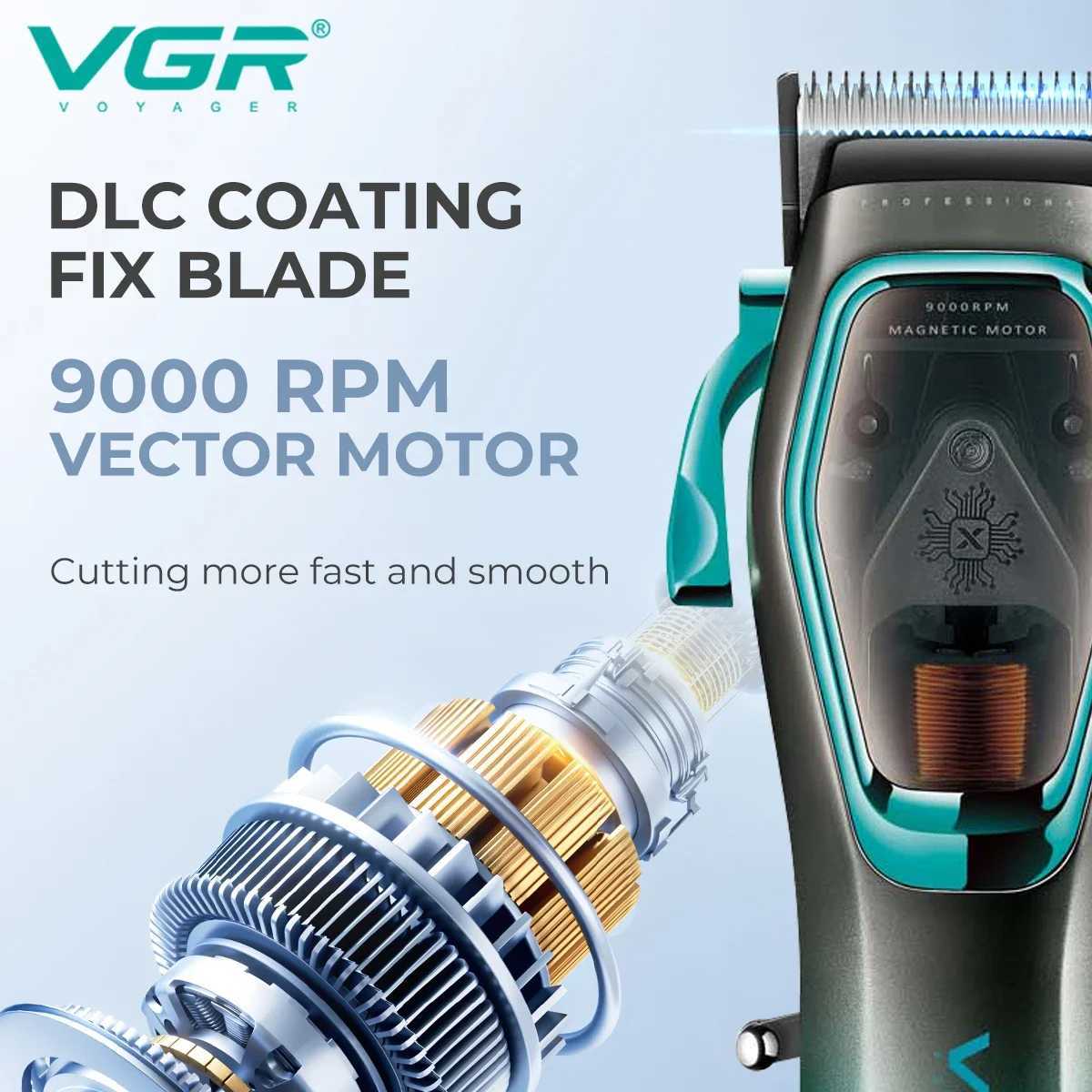 VGR Hair Clipper Cordless Hair Trimmer Professional Haircut Electric Hair Cutting Machine 9000 RPM LED Clipper for Men V-674 W241212
