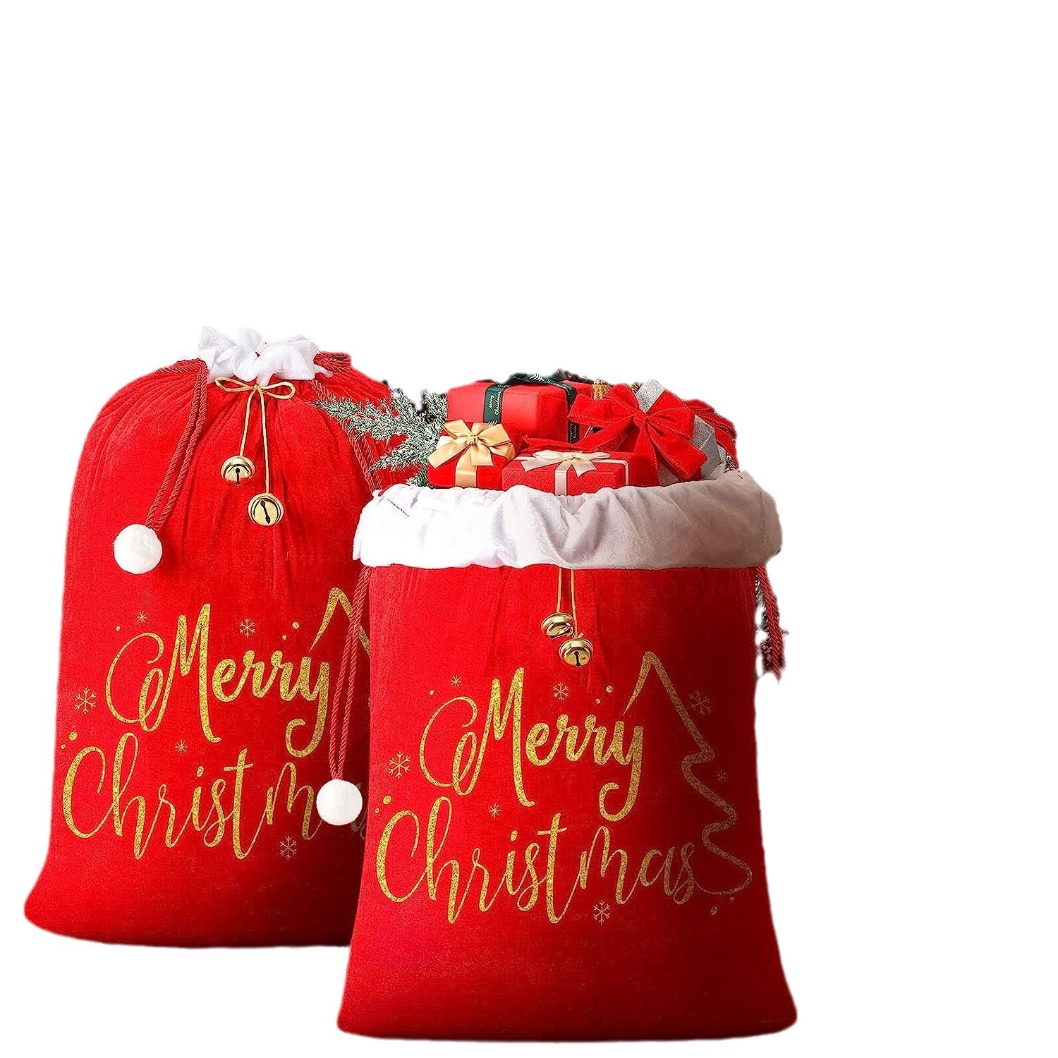 2025 new Merry Christmas Candy Snack Drawstring Pouch Wrapping Bag Xmas Gifts Bracelet Jewelry Packaging Storage Bags