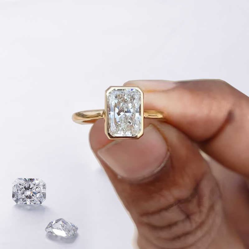 2.0ct Radiant Cut IGI Certified Lab Diamond Ring Earrings Necklace Women Jewelry 18K 14K Solid Gold Solitaire engagement Ring