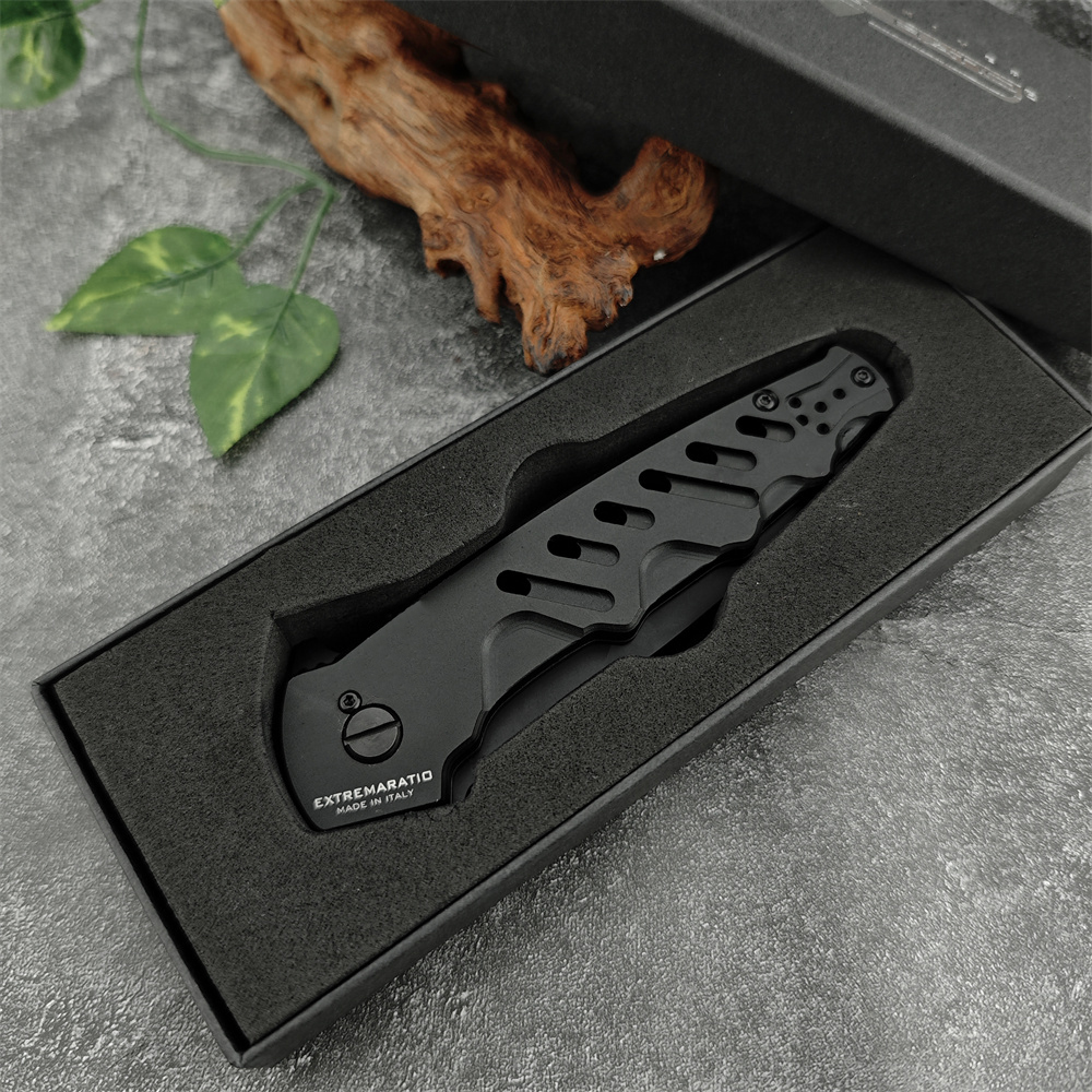 HOT SALE Extrema Ratio CAIMANO NERO Assisted Folding Knife D2 Steel Aluminum Handle EDC Outdoor Tacticals Self Defense Hunting Camping Knive 3300 1553