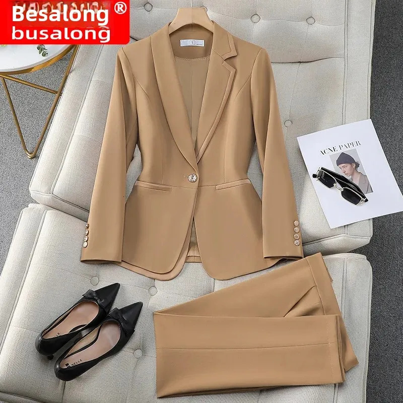 2024 womens long sleeved professional Western style bus jumpsuit Trouser smart workwear wardrobe stapler 241211