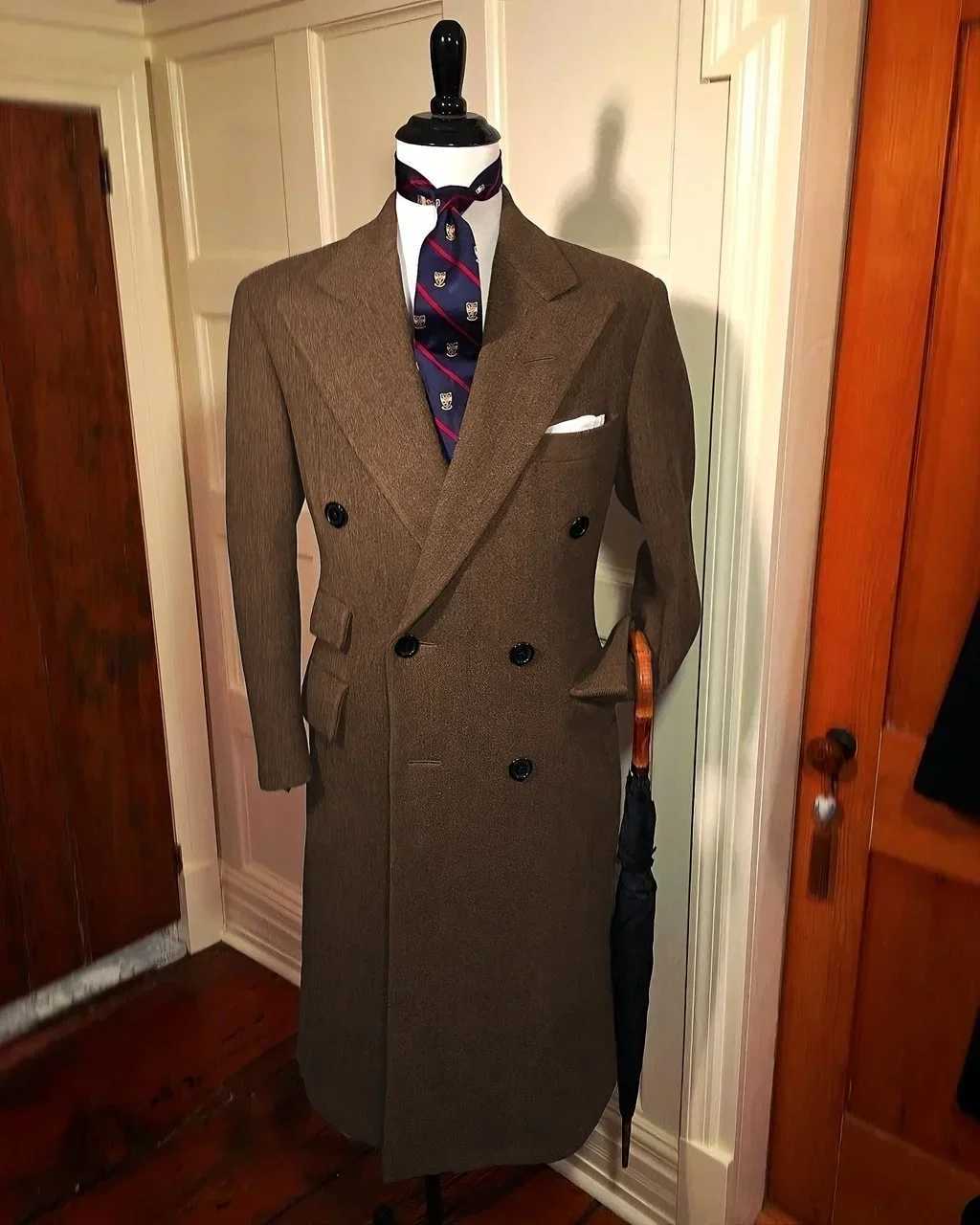 2024 New Daily Mens Trench Jacket Single Jacket All Mens Teno Peak Collar Formal Long Jacket Promotion Business Elegant Mens Winter Jacket W241211