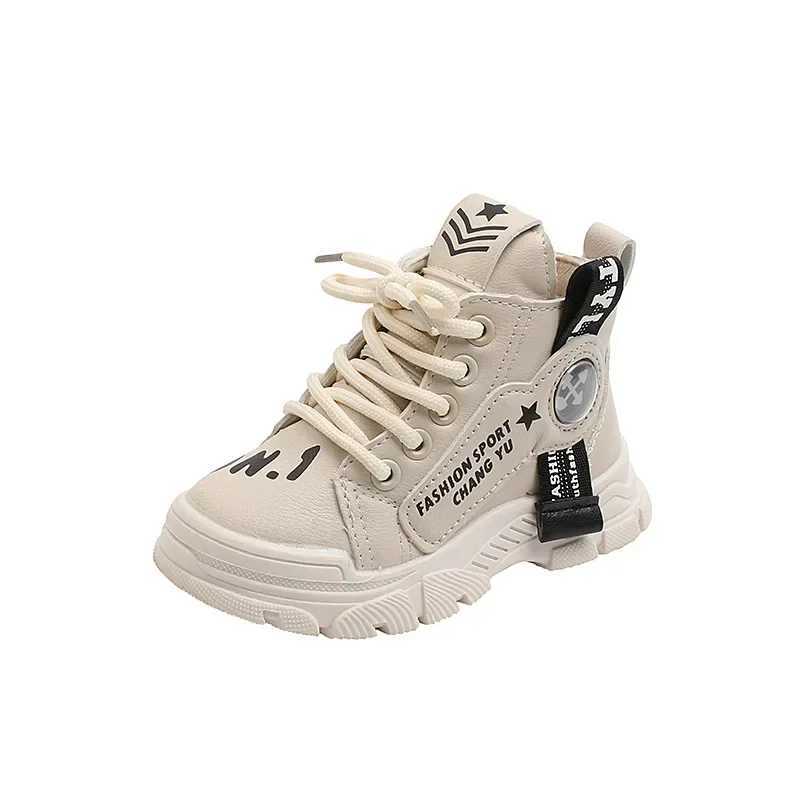 Athletic Outdoor Children High Top Sports Shoes Lace Up Side Zipper Slip on Shoes Soft Bottom Non Slip Running Hiking Shoes Kids Fashion Boots H241223