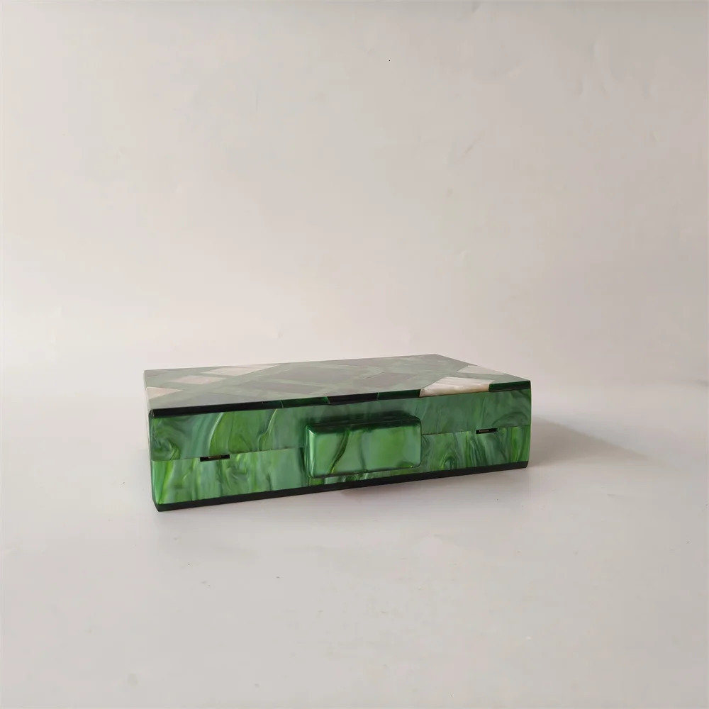 Women Shell Evening Marble Pearl Green Patchwork Striped Acrylic Box Wedding Bridal Handbags And Purses Ladies Party Clutch Bag 241212