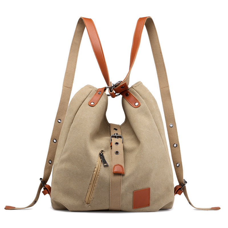 2024 Canvas Casual Women's Single Multi functional Bag Water Bucket Cross New Shoulder Backpack