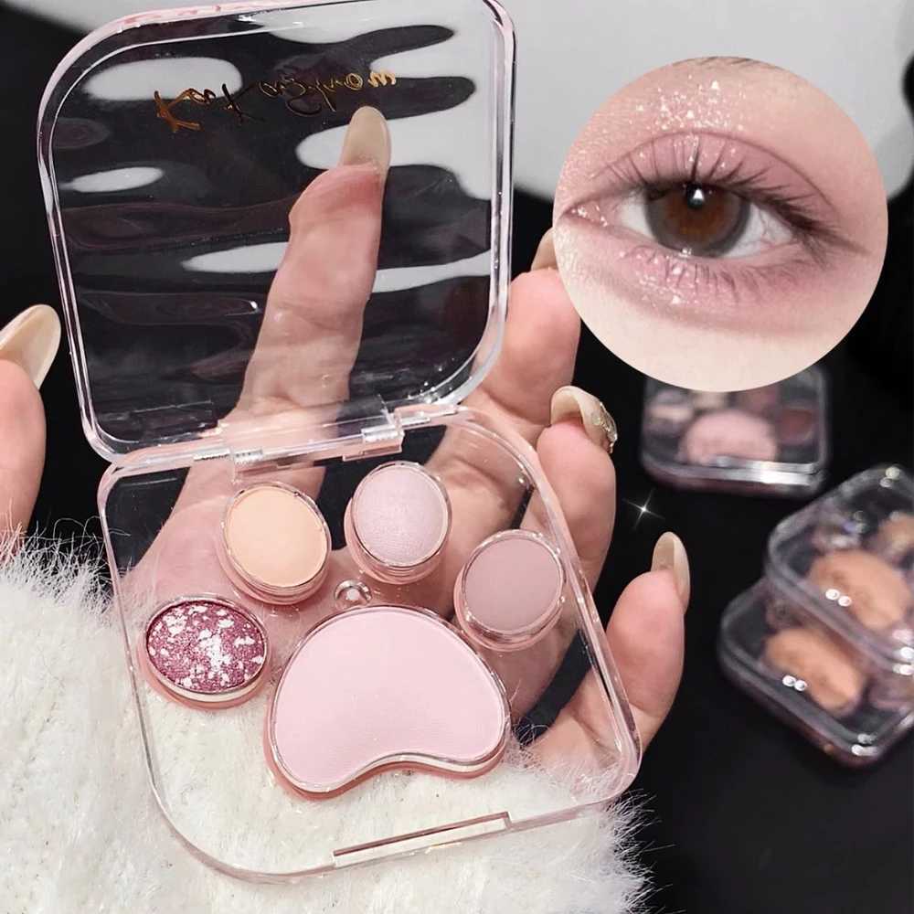 Cat mat glitter eye shadow shimmer matte velvet Korean cheek B composite makeup 5 color eye shadow palette pigmentW241212