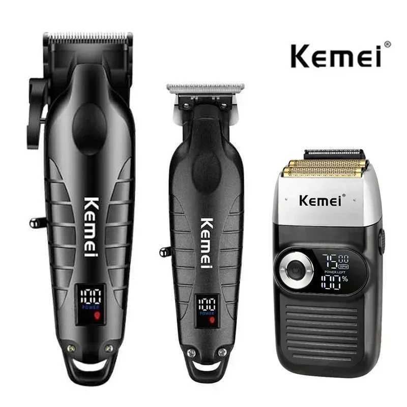 Kemei Shaver KM-2293 km-2290 km-2026 New Hair Trimmer with LCD Display Electric Hair Clipper Mens Hair Clippers for Salon W241212