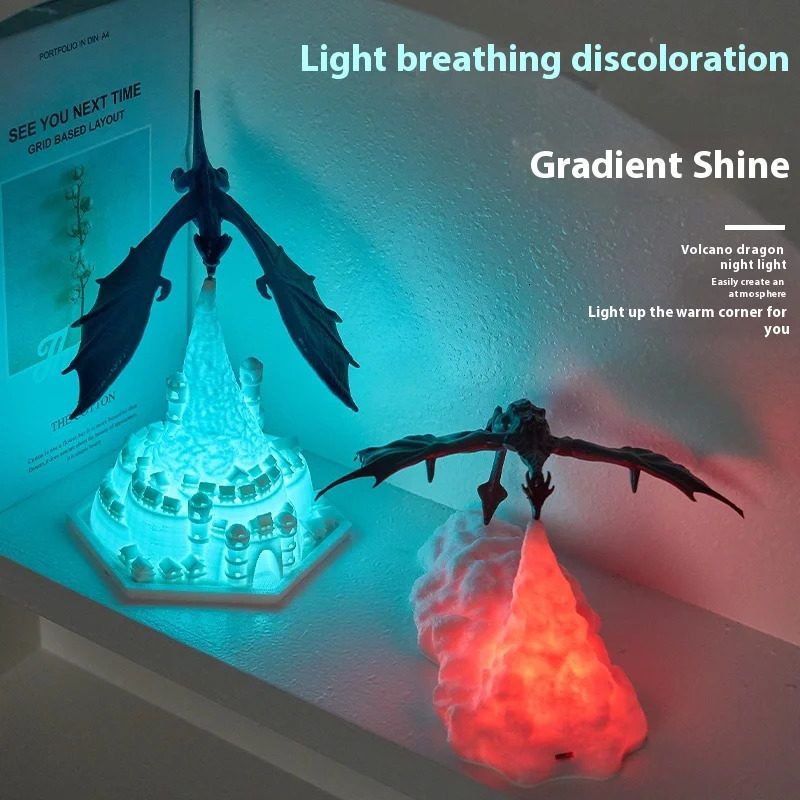 Dragon Charizard Nightlight Creative Christmas Gift Ornaments Fire Dragon 3D Printed Light Atmosphere Decoration Bedroom Desktop 241212