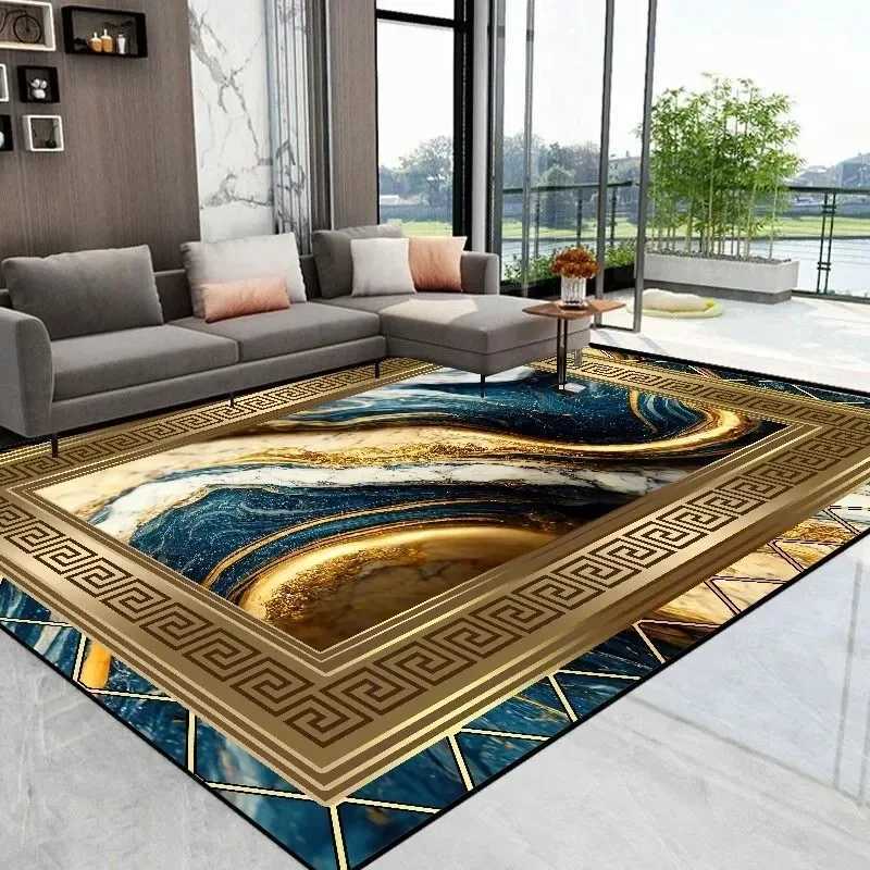 Modern Luxury Golden carpet for living room Abstract Decoration Large Carpets Coffee Table Side Rug Rooms Decor Mat tapis salonXJ241211