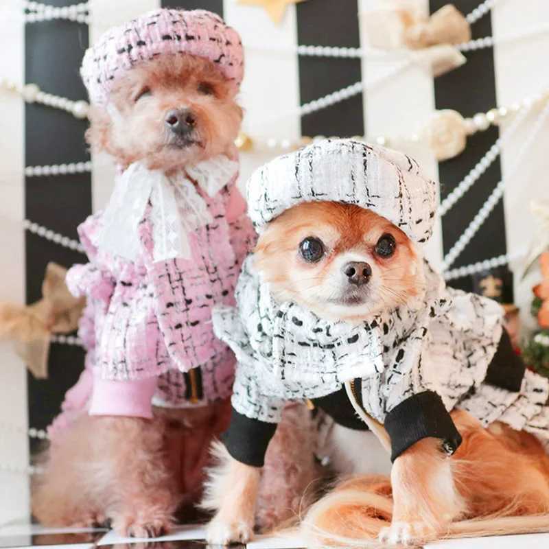 Ins tweed pet hat classic dog hat pet head wearing Maltese cat beret M241212