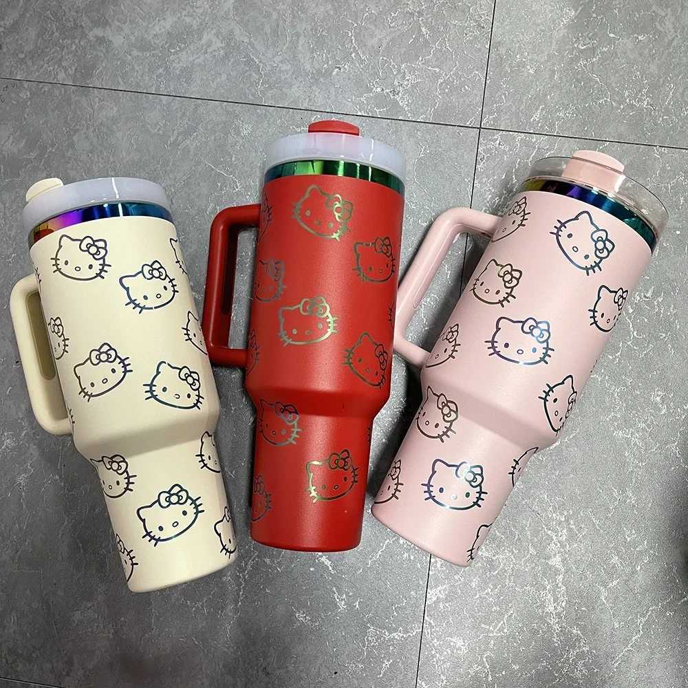 40 oz Insulated with Lid and Straws stainless steel coffee cup vacuum leak coffee cup with handle Y241211
