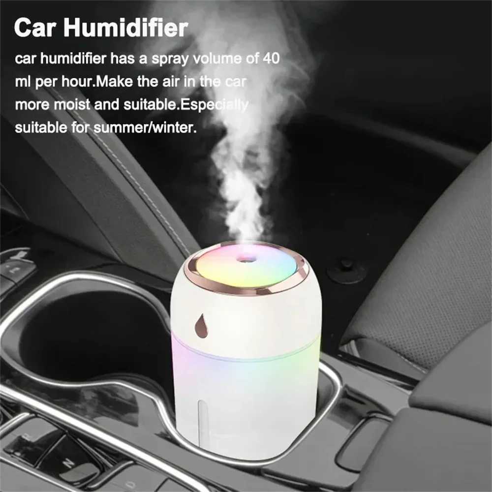 Mini USB Portable Air Humidifier Aroma Diffuser LED Cool Light Mist for Room Home Car Plant Purifier 330ml XJ241213