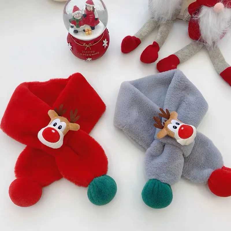 Scarves Wraps Baby Scarf Winter Warm Fashion Fluffy Plush Thick Fleece Mink Cute Cartoon Animal Toddler Girls Boys Neck Warmer Kids Christmas H241213