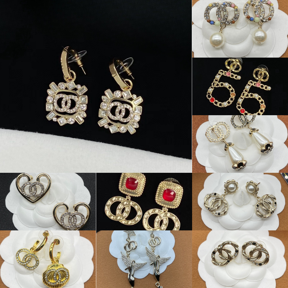 Gold Designer Earrings Sier Stud Earrings Womens Geometric Big Annulus Earrings Inlay Crystal Rhie Eardrop Wedding Jewelry Birthday Party Gift