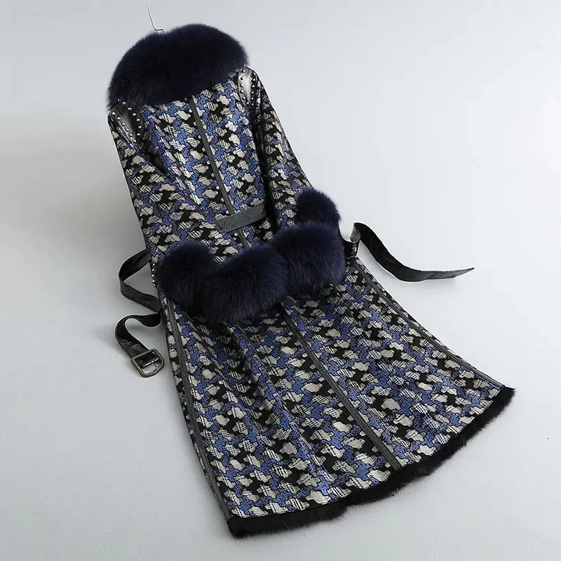 HighEnd Women Deerskin Velvet Fur Integrated Coat Winter Warm Collar Female Long Parker Overcoat 241212