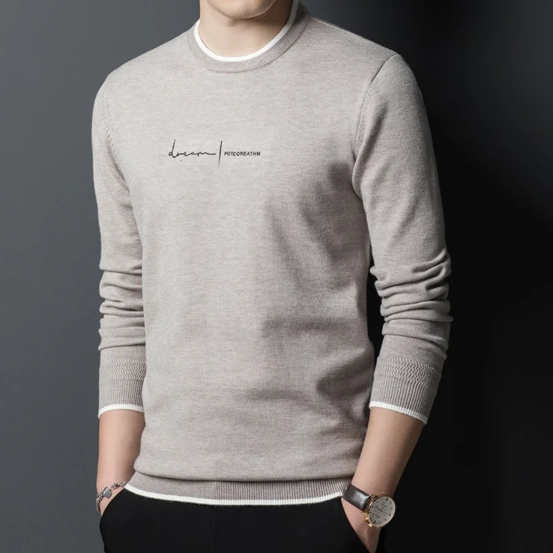 Fashion ner Knit Pullover Sweater Men Crew Letter Printed Slim Fit Autum Winter Navy Casual Jumper Clothes 241213