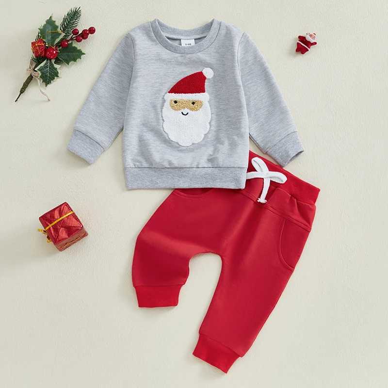 Citgeett Winter Christmas Preschool Baby Boys and Girls Set Cartoon Embroidery Long Sleeve Sweatshirt Pants Set W241213