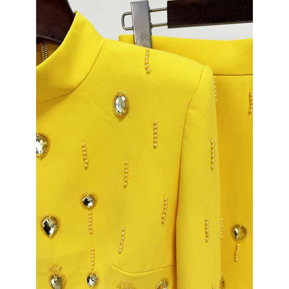 Ladies' Suit HIGH STREET Newest Designer Runway Suit Women's Stand Collar Zip Back Cropped Tops Long Skirt Set 2Pcs