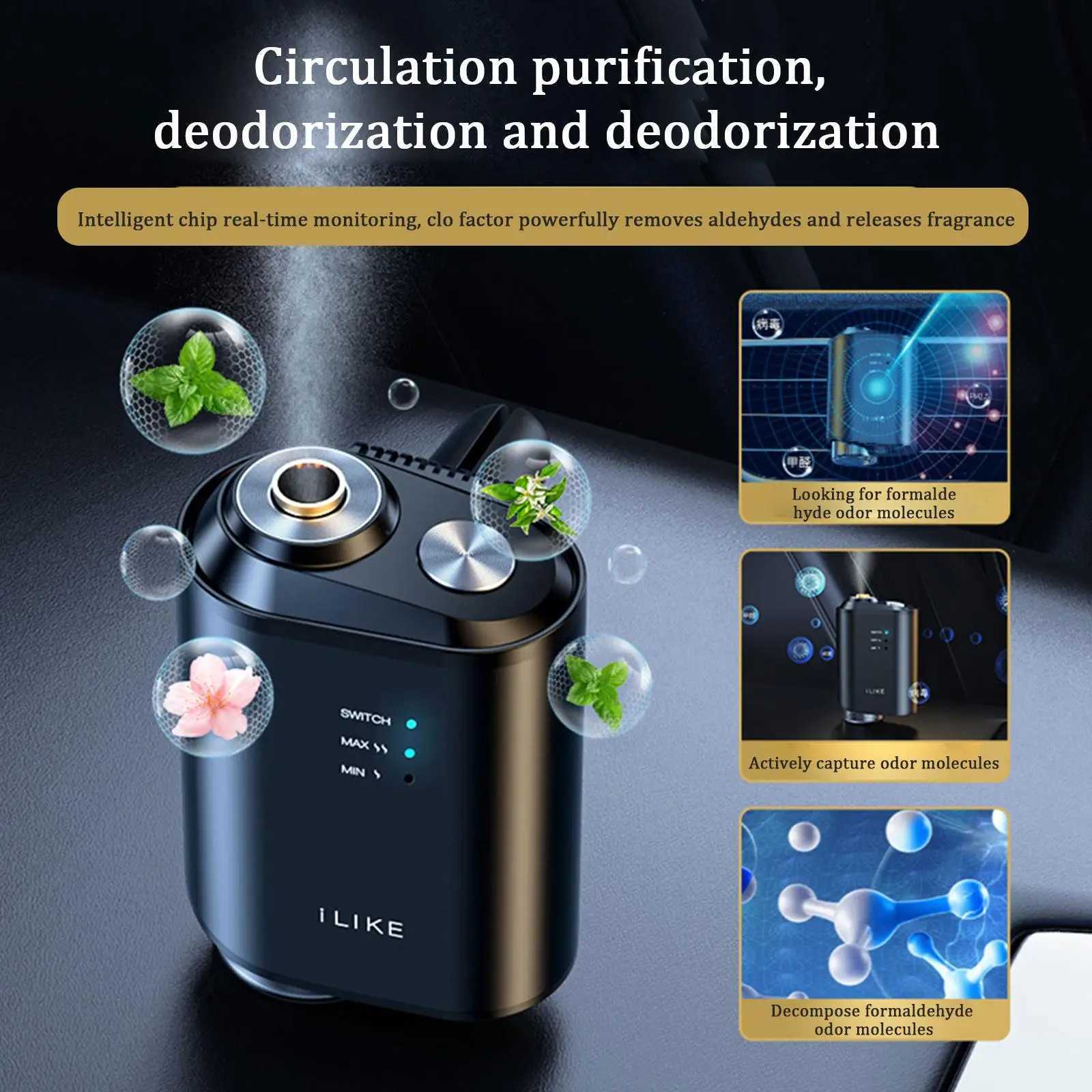 Car Electric Air Diffuser Aroma Car Air Vent Humidifier Mist Oil Aroma Car Air ener Perfume FragranceXJ241213