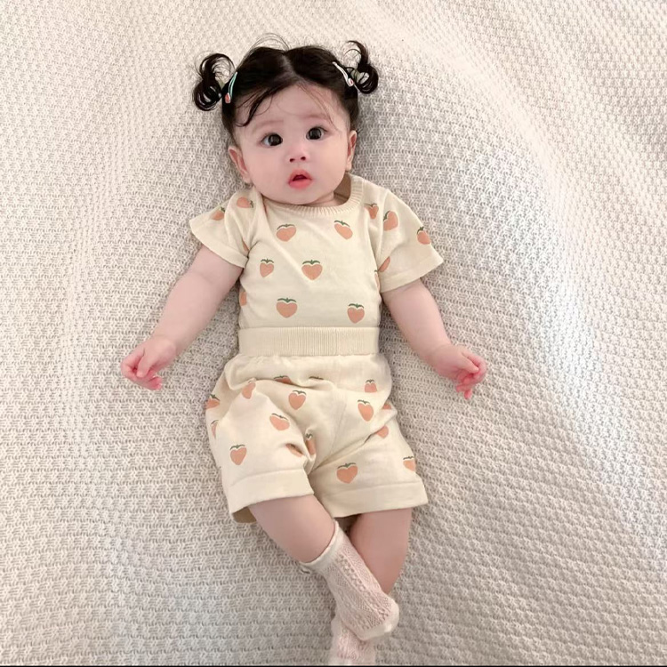Newborn Short-Sleeved Thin Cardigan and Childhood Summer Shorts - Spring & Summer Wear 80