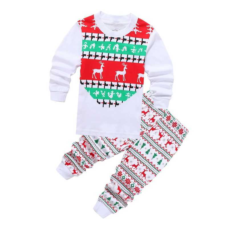 Autumn and Winter Childrens Home Set Cotton Cartoon Father Christmas Deer Snowman Pattern Boys and Girls Clothing W241213
