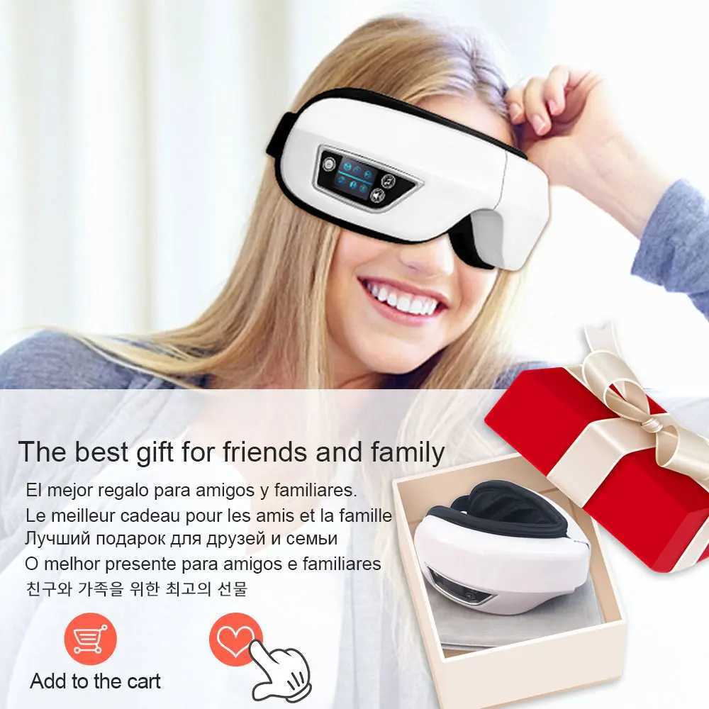 Aparato de masaje round eye massager eye care instrument heating bluetooth music to alleviate fatigue and dark cycle sleep facial mask W241213