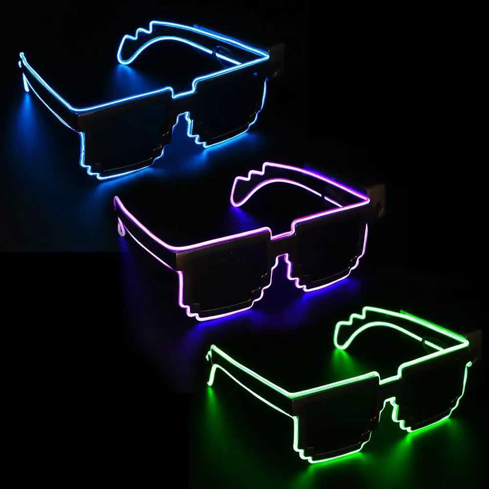 Sunglasses LED Light-up Glasses Novel Mosaic Wireless Glow in the Dark for Rave Party Funny Neon Christmas Shades Adult Kids H241213INGV