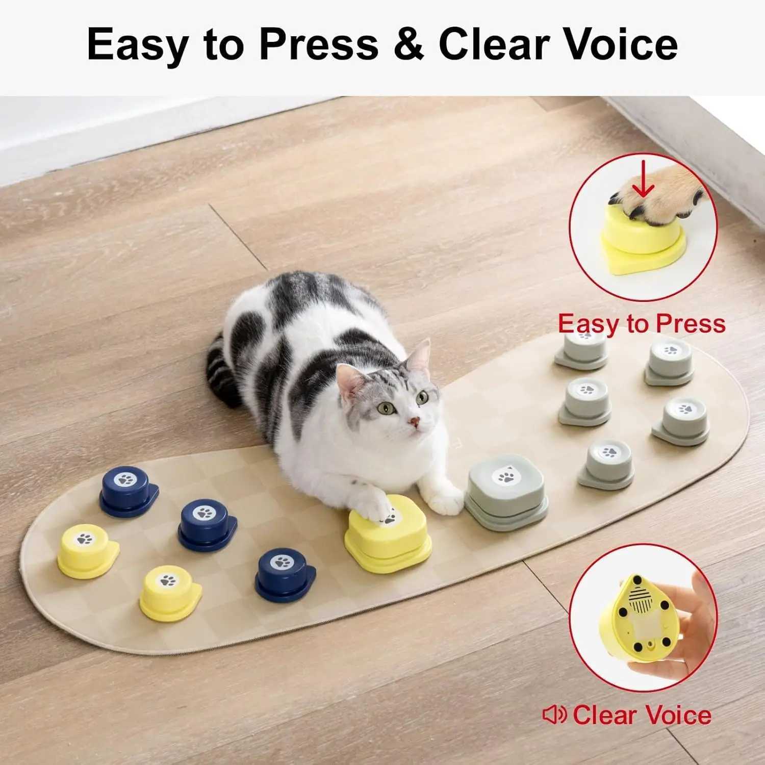 Mewoofun Dog Talking Button Set with Mat Communication Basic Get Started Kit Rechargeable Voice Recording Button 12 Pack X241213