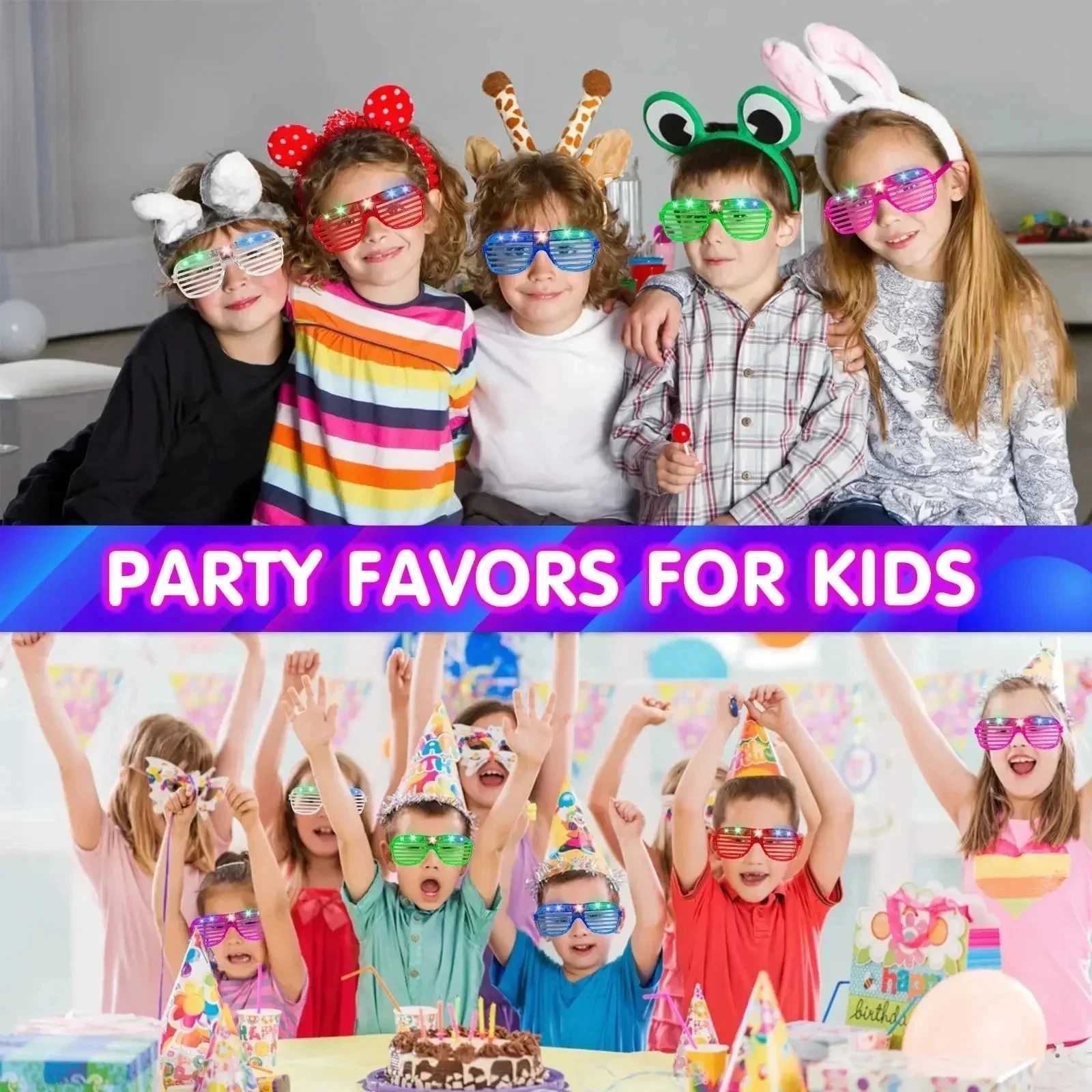Sunglasses 5-50pcs LED Neon Glasses 6 Neon Colors Light Up Party Glasses Glow in the Dark For Kids Adults Birthday Gifts Toys Party Favors H241213