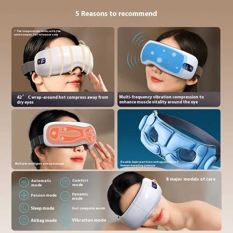 Oaks Eye Massager Thermal Protection Eye Mask Hot Compression Night Eye Mask Fatty Eye Massager Birthday Gift W241213