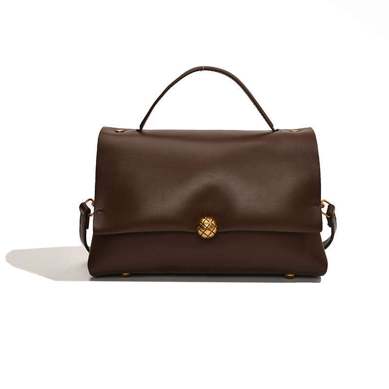 Retro Women's New Hand-Held Small Square Cross-Border Popular Double Mouth Explosive Style, High-End Texture, Single Shoulder Crossbody Bag, Fash
