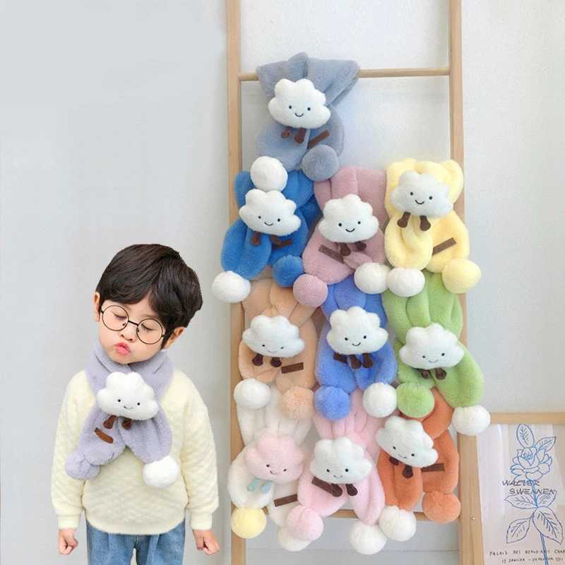 Scarves Wraps Childrens Scarf Autumn And Winter Cute Artificial Fur Plush Clouds Cross Scarf Outdoor Warm Scarf Female Baby Soft Scarf Gift H241213