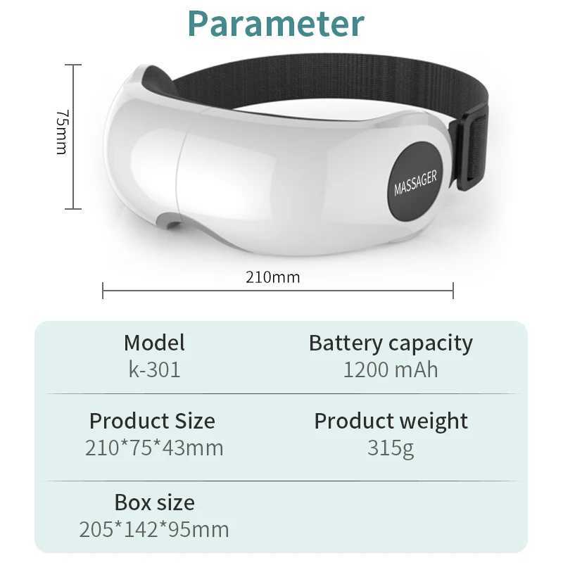 Intelligent air bag vibration eye massager heating Bluetooth music eye care instrument thermal compression relieves fatigue and dark cycles W241213