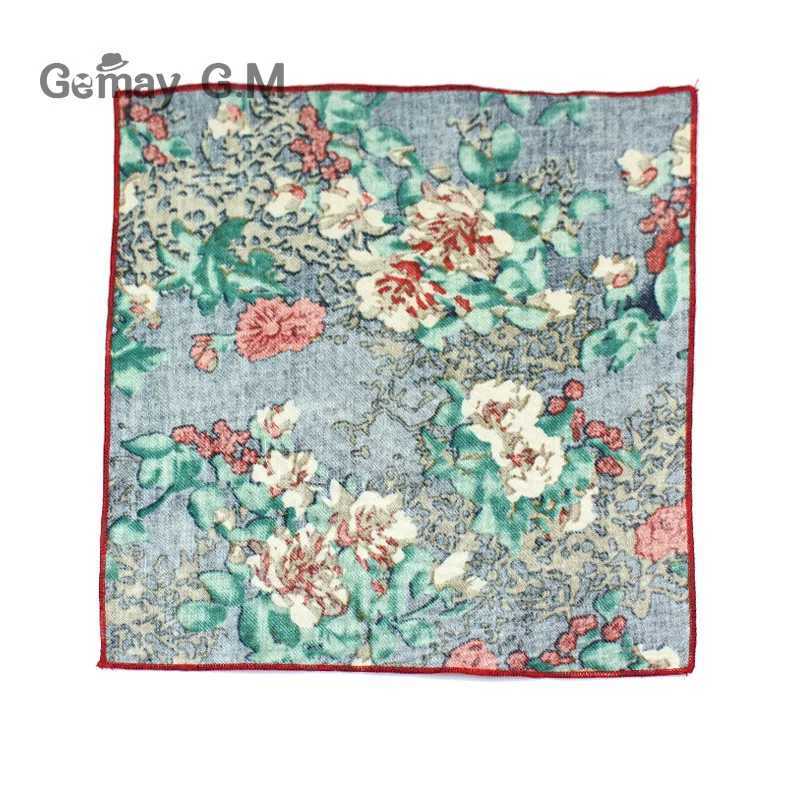Fashion set floral print pocket square 25cm * 25cm mens cotton handle headscarf womens Hanji W241213