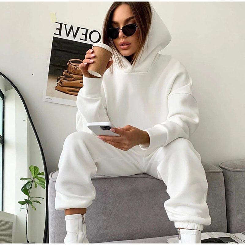 European American Women's Autumn Winter New Hooded Sweatshirt Two-Piece Set, Trendy Clothing, Fashionable And Casual Temperament