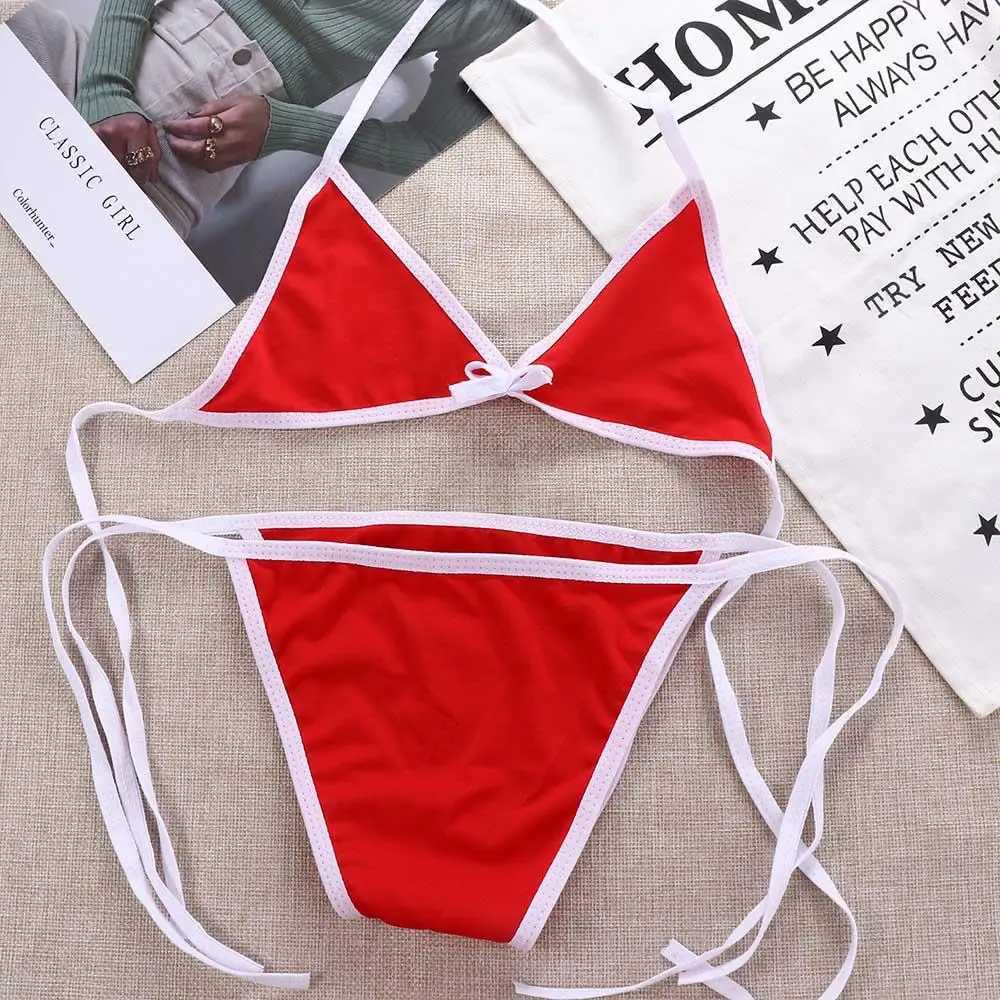 Contrast Binding Triang Bikini Swimsuit Women Two Piece Swimwear 2023 Bikini Set Summer BeachwearXJ241212